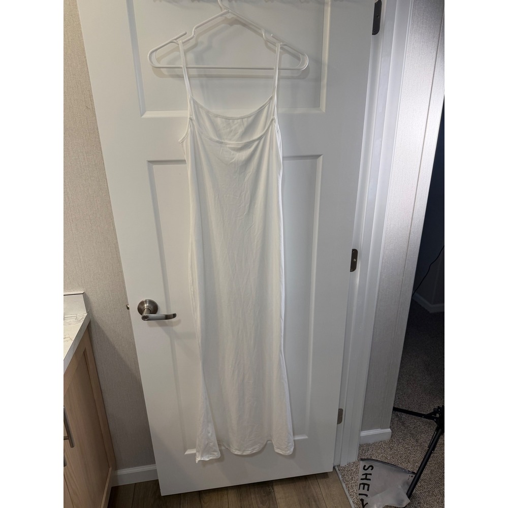 SHEINโ Womens White Spaghetti Strap Maxi Dress Scoop Neck Bodycon Small